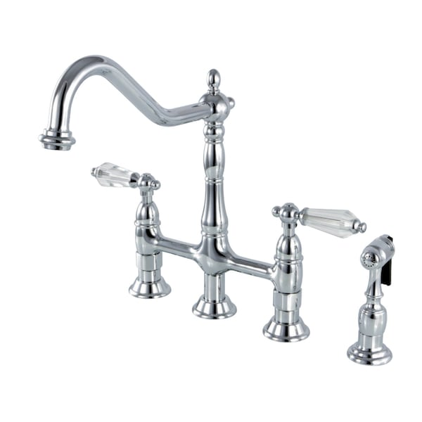 KS1271WLLBS Wilshire Bridge Kitchen Faucet W/ Brass Sprayer, Chrome